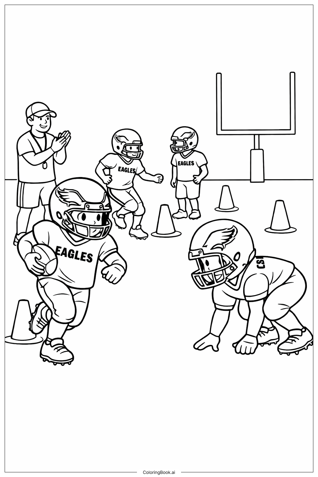  Philadelphia Eagles Youth Practice Coloring Page 