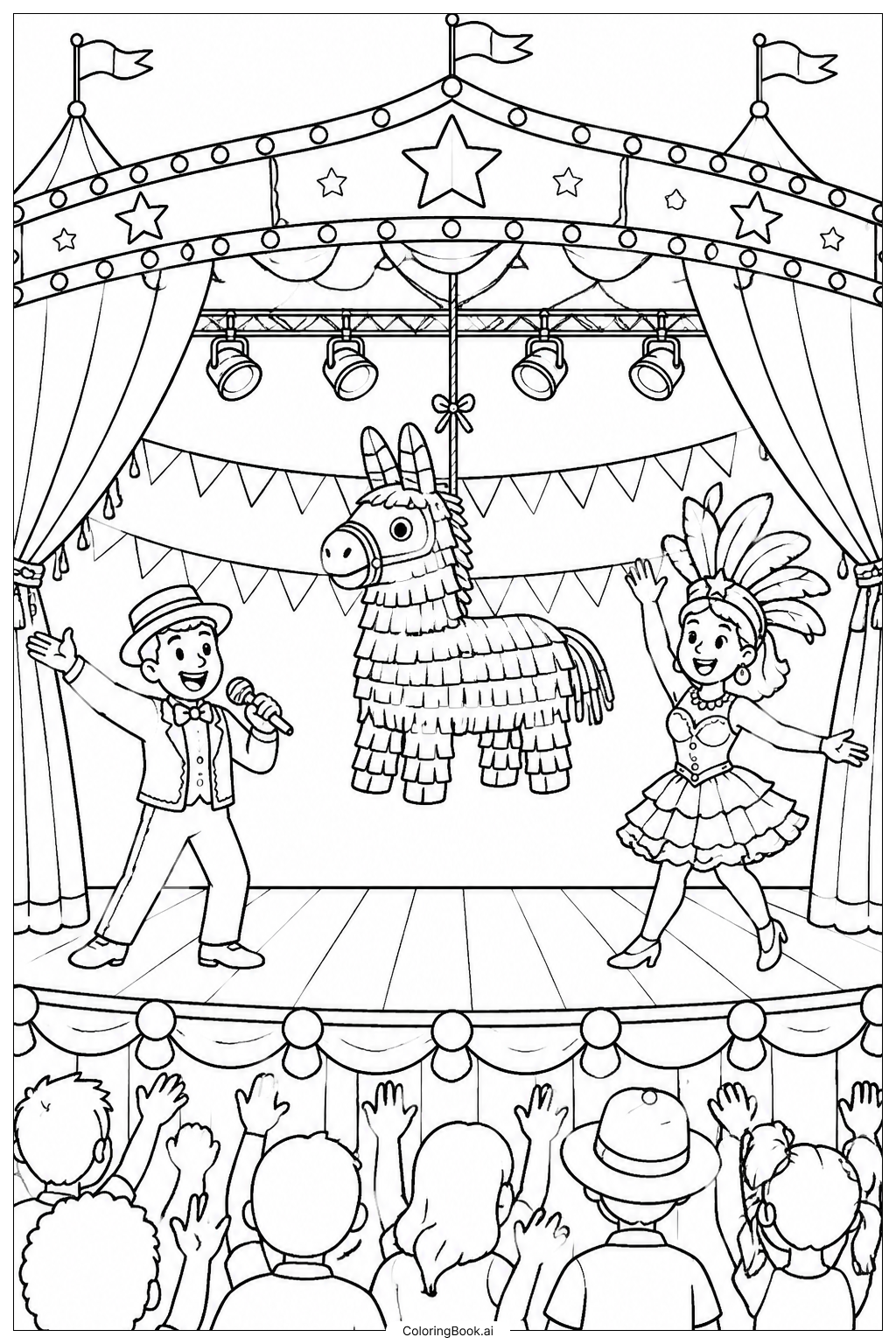  Pinata Karnevals-Bühnenauftritt Ausmalseite 