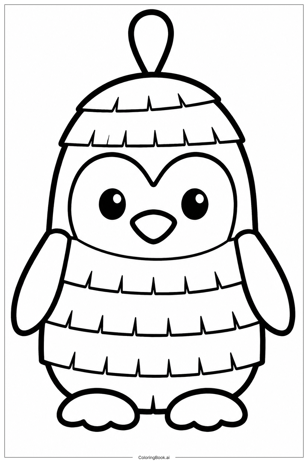  ピニャータペンギンの塗り絵ページ 