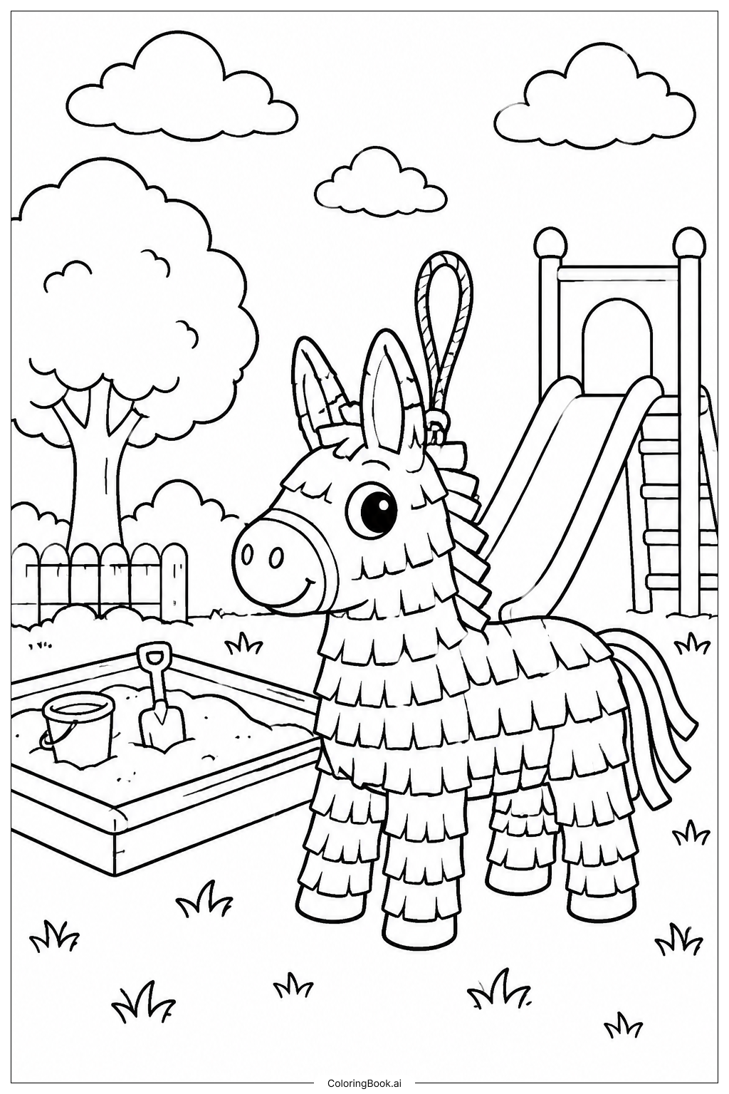  ピニャータ遊び場の塗り絵ページ 