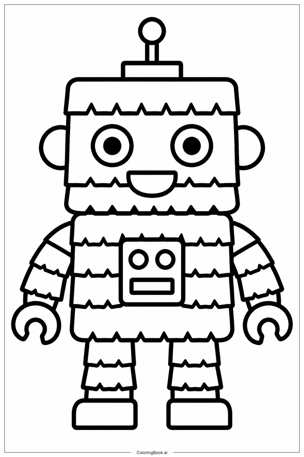  ピニャータロボットの塗り絵ページ 