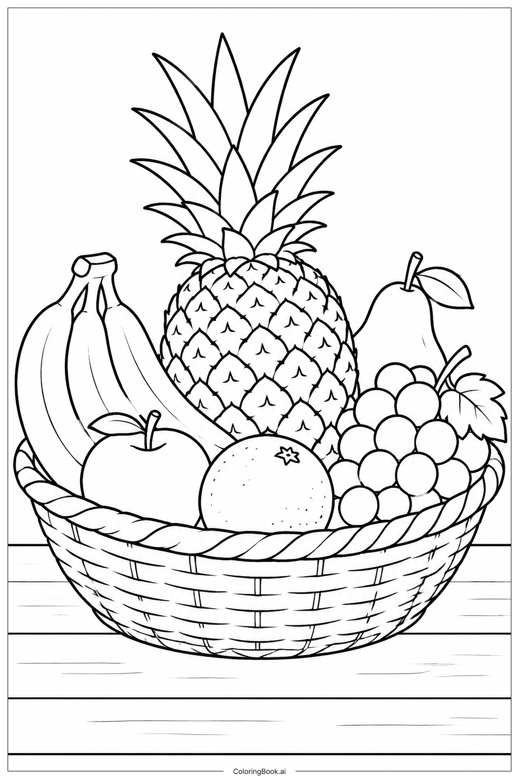  Pineapple In Fruit Basket Coloring Page 