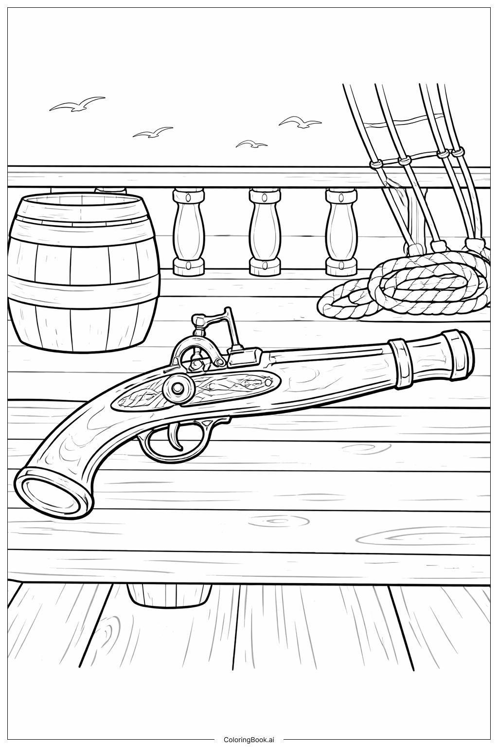  Page de coloriage Pistolet de Pirate 