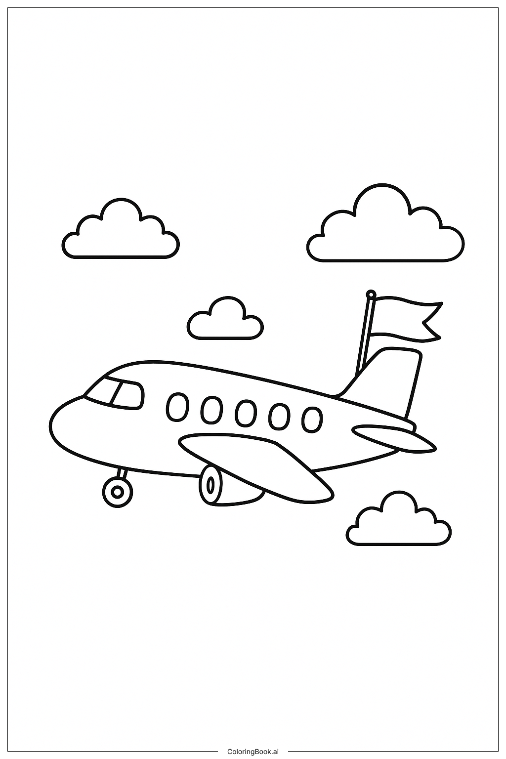  Flugzeug mit Pilotflagge Ausmalseite 