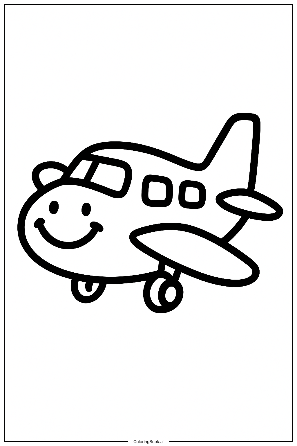  Flugzeug mit Lächeln Ausmalseite 