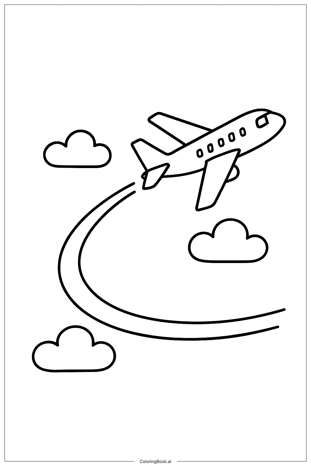  Flugzeug mit Schweif Ausmalseite 