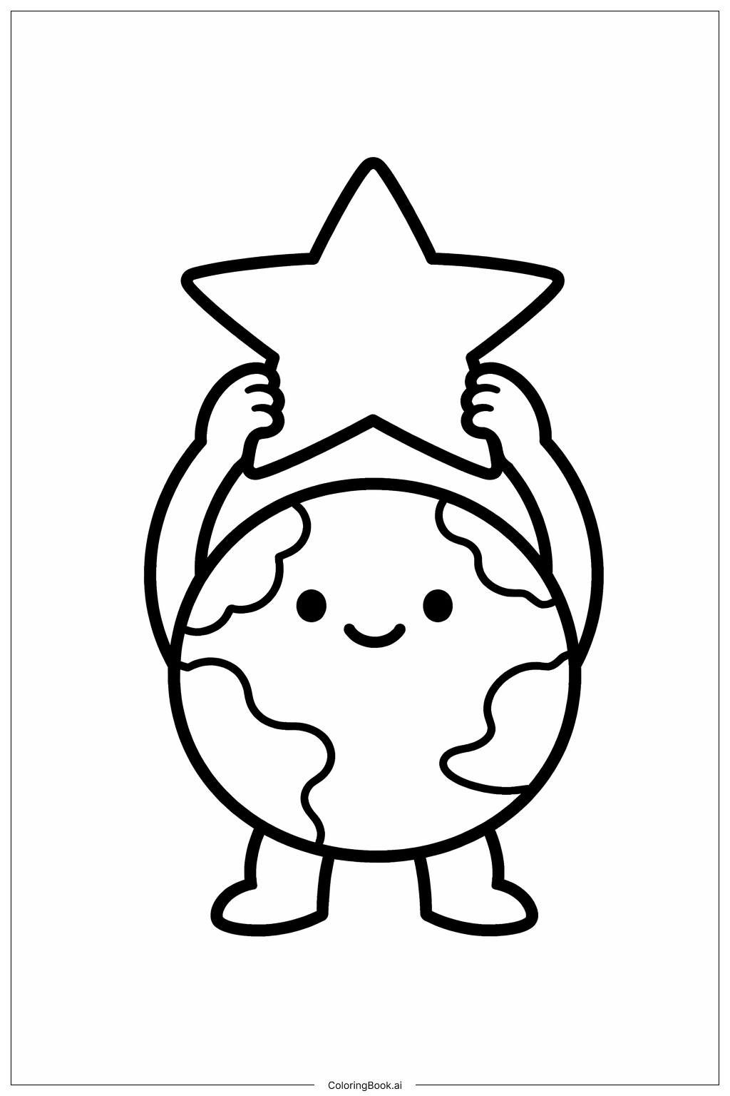  Página para colorear de Planeta sosteniendo una estrella 