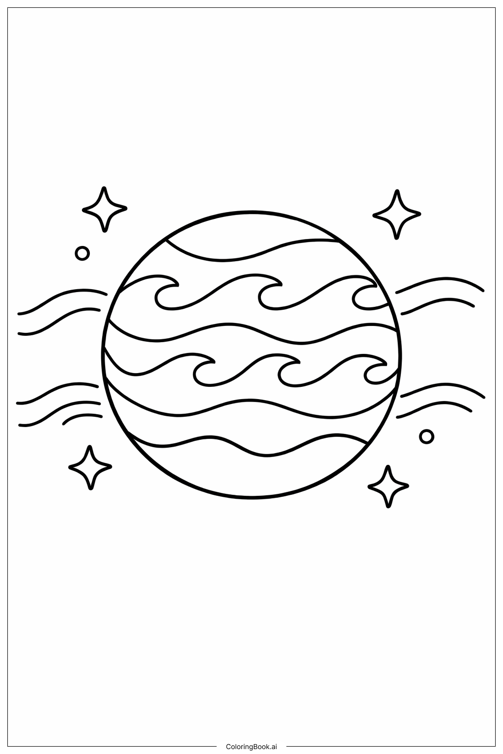  星球嬉游波浪著色頁 