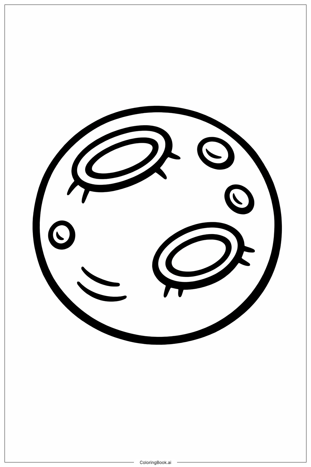  Página para colorear de Planeta con Cráteres 