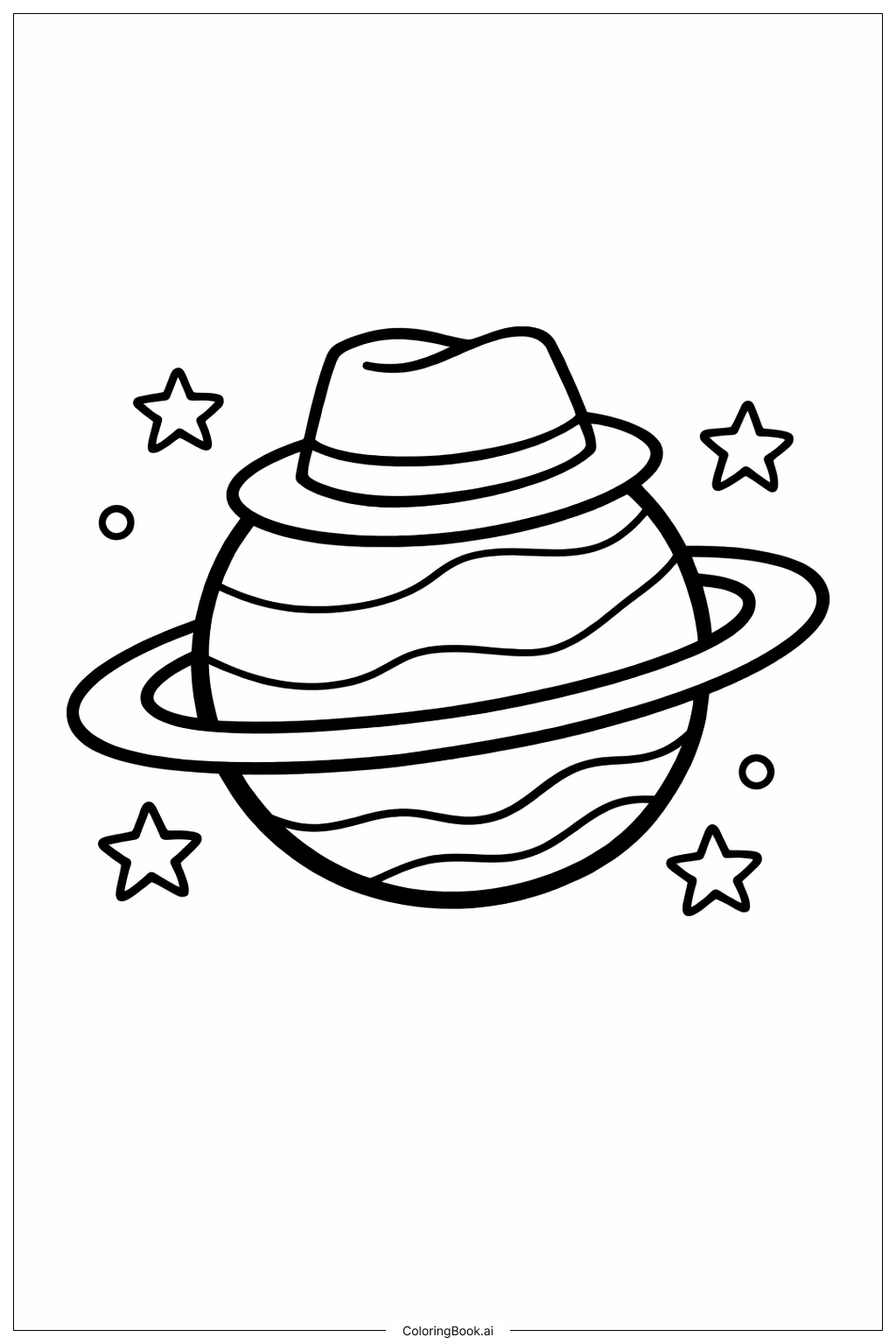  戴帽子的星球著色頁 