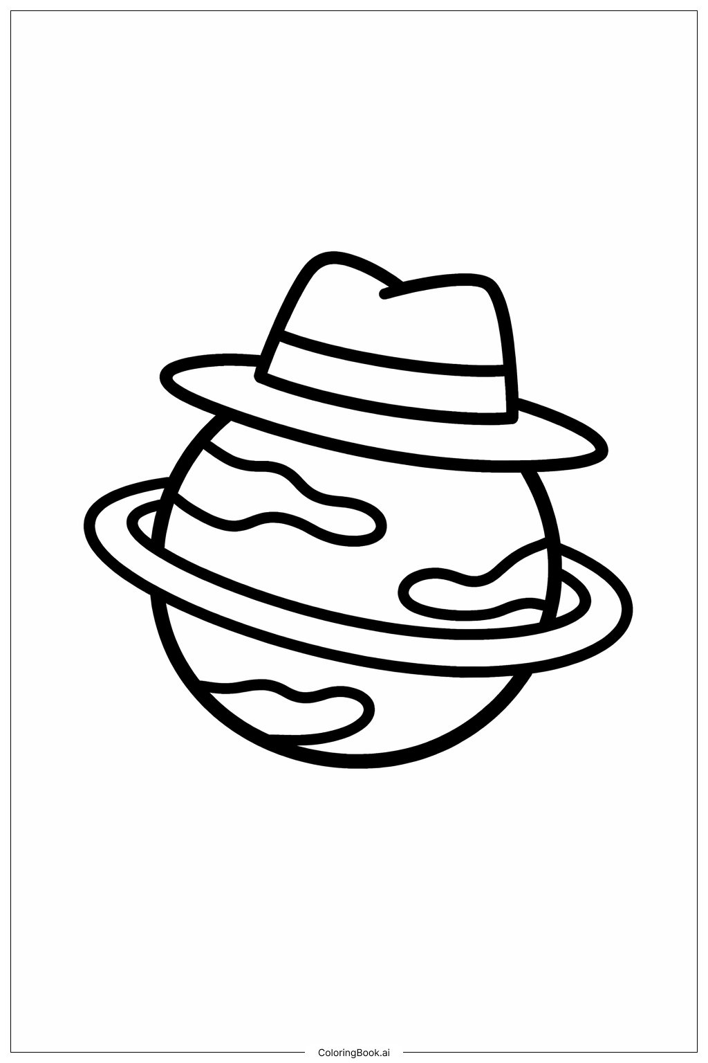  Página para colorear de Planeta con Sombrero 