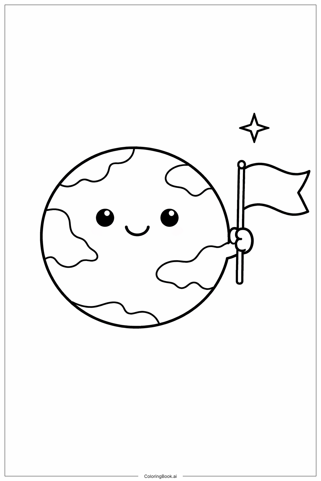  簡單旗幟的星球著色頁 