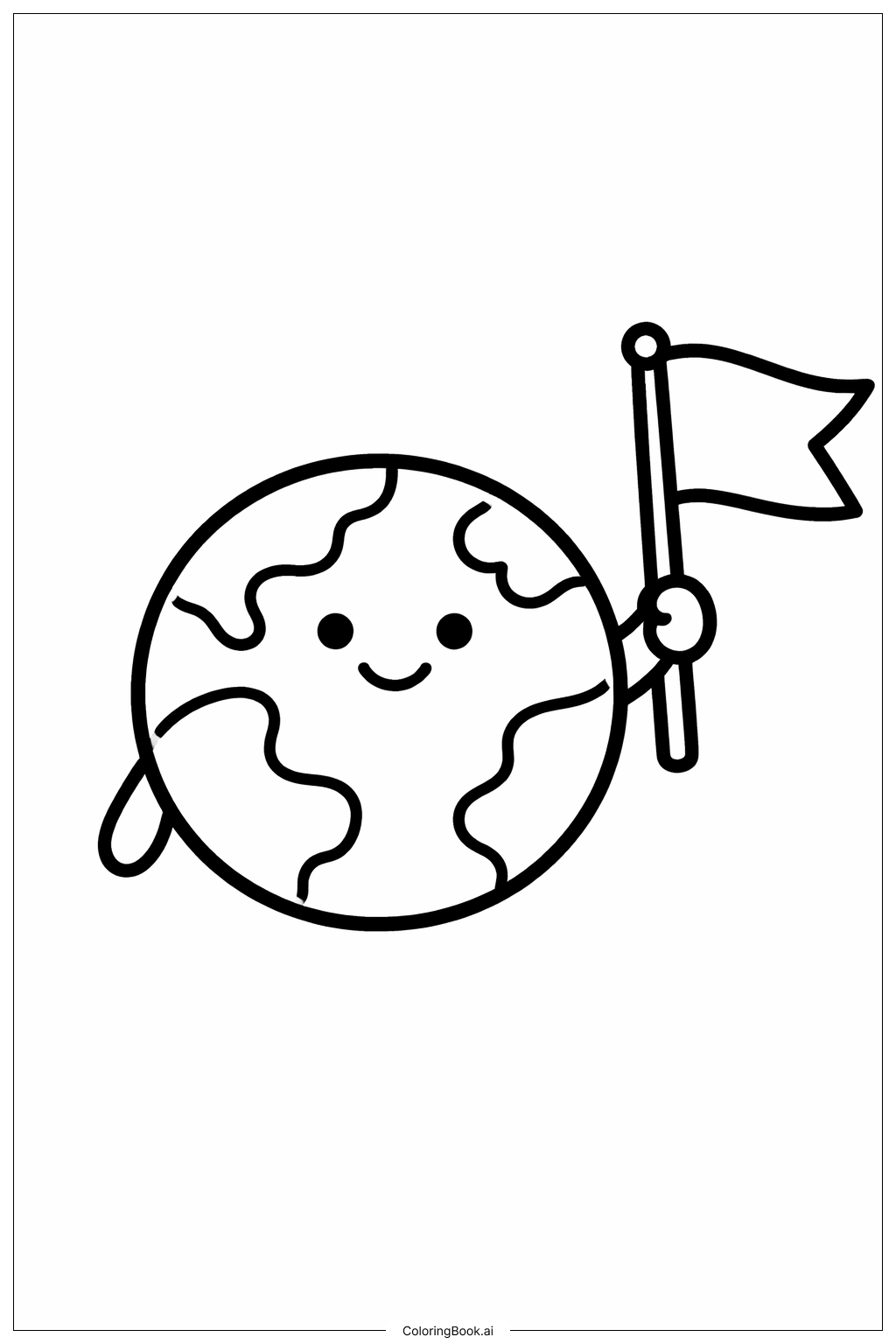 Planète Avec Drapeau Simple