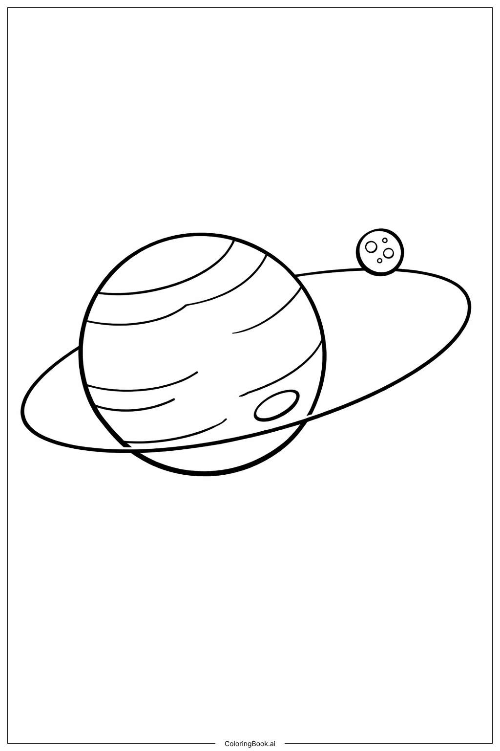  小さな月のある惑星の塗り絵ページ 