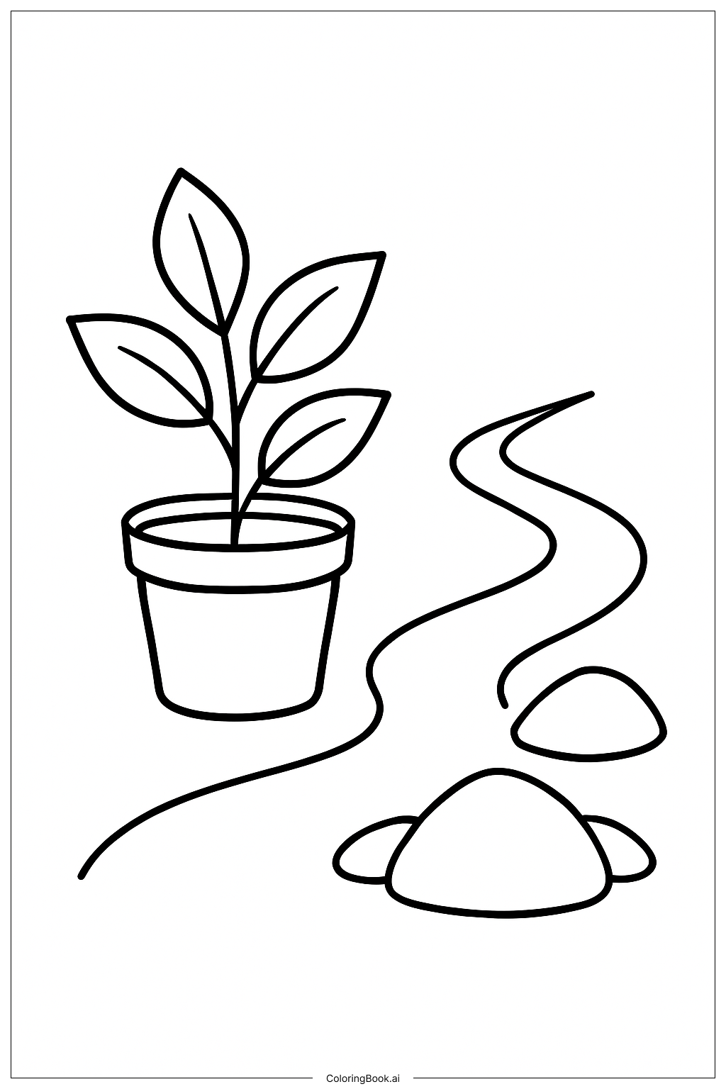 植物と庭の小道の塗り絵ページ