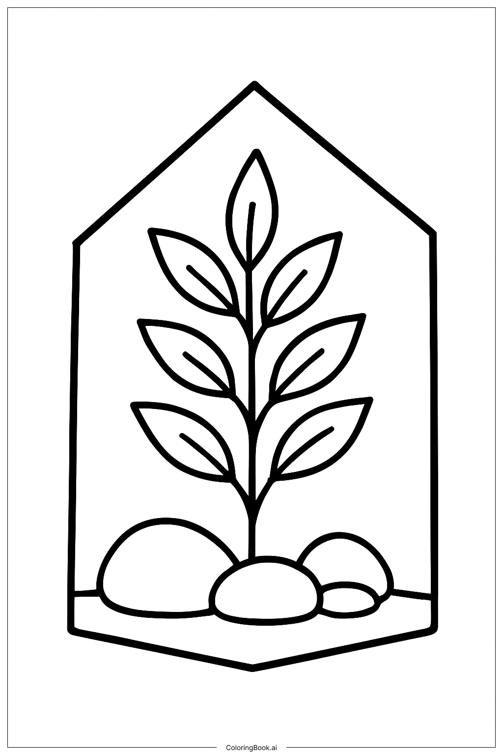 テラリウムの中の植物シーンの塗り絵ページ