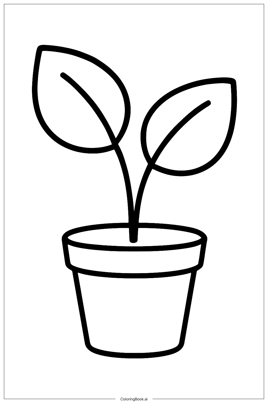 大きな葉の植物の塗り絵ページ