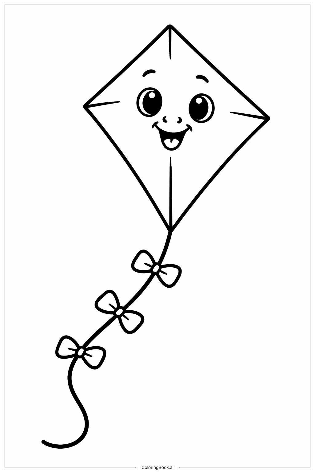  調皮笑臉風箏著色頁 