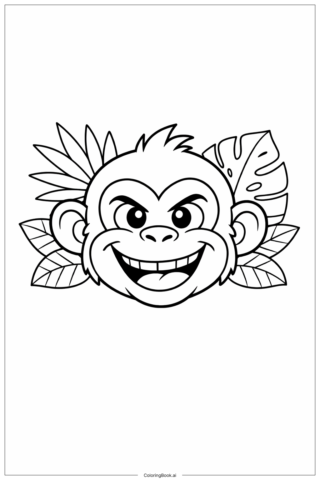  調皮猴子臉著色頁 