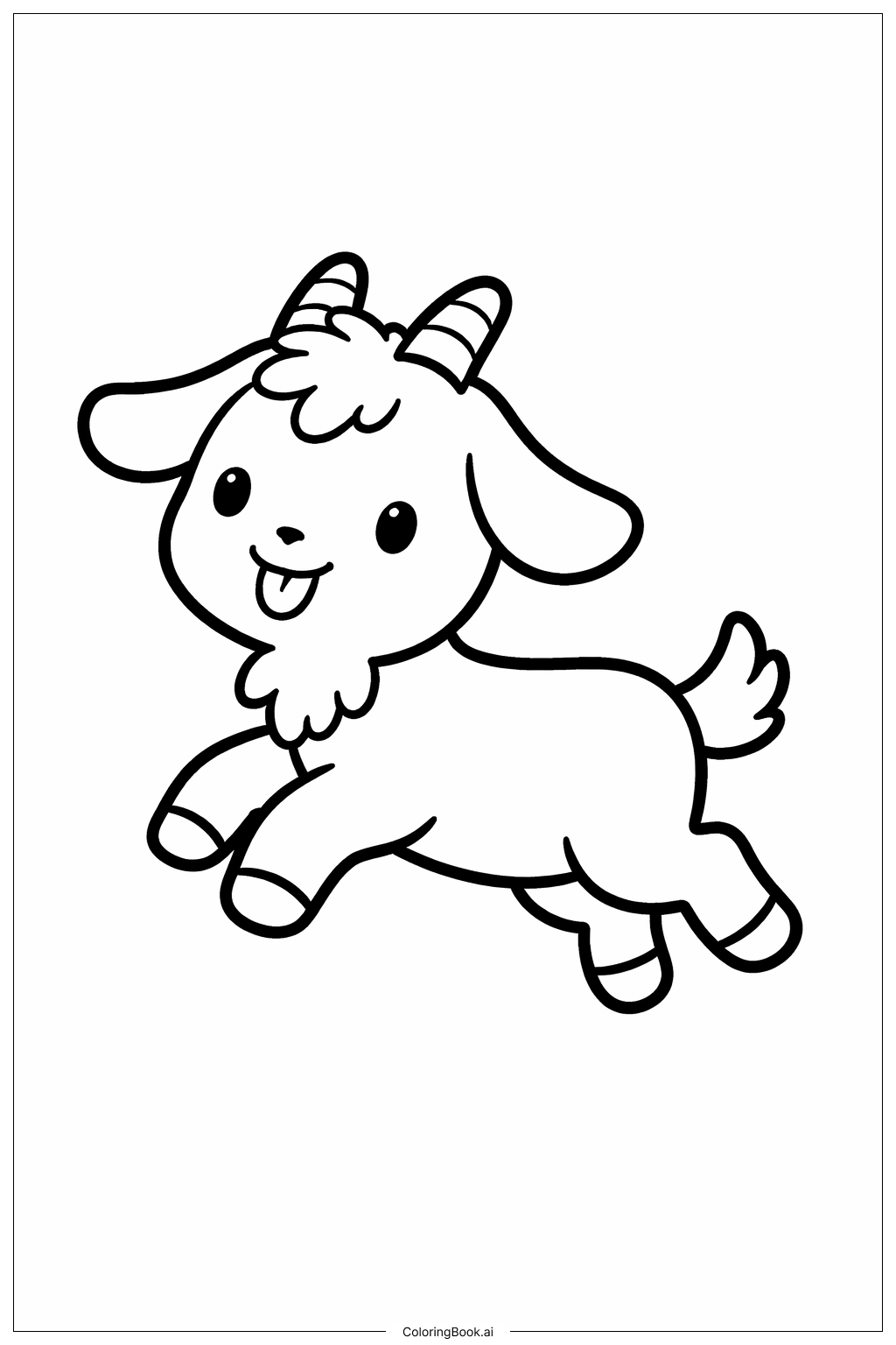  Página para colorear de Cabra Juguetona Saltando 