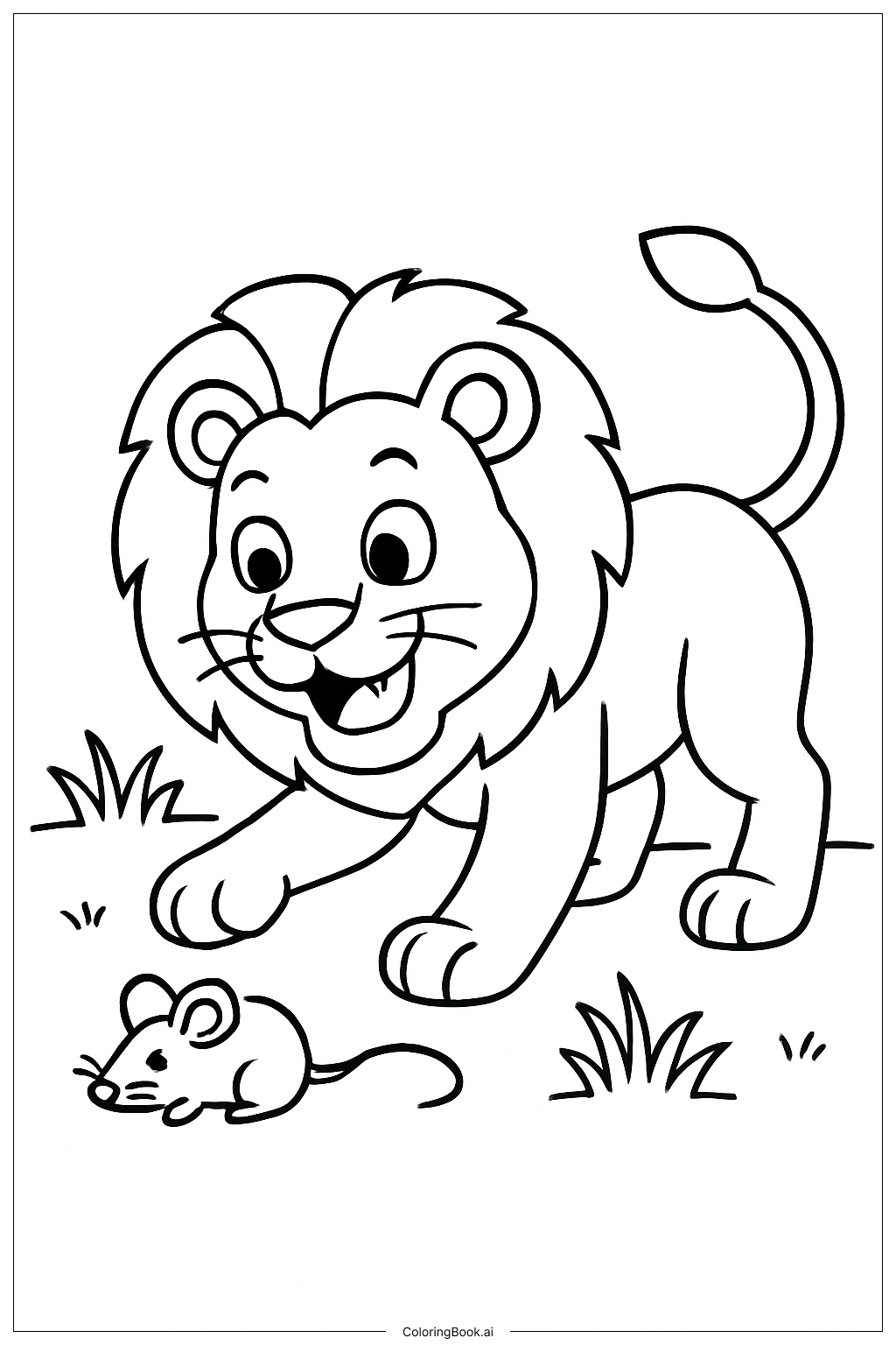  Playful Lion Hunting Coloring Page 