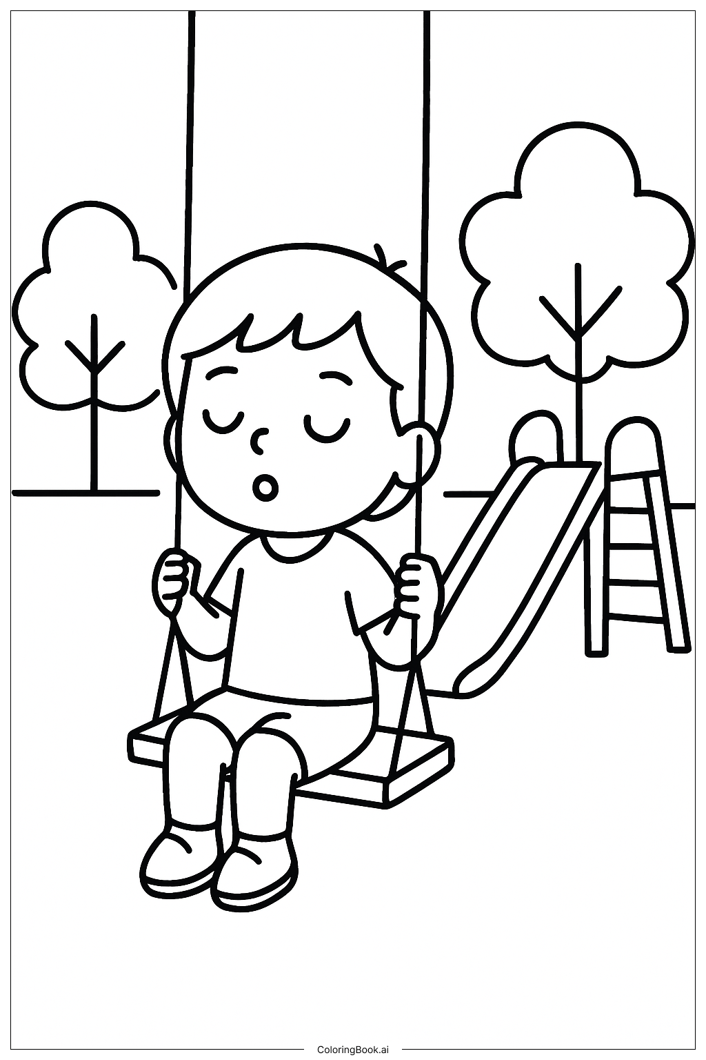 Página para colorear de Parque Tranquilo Salud Mental