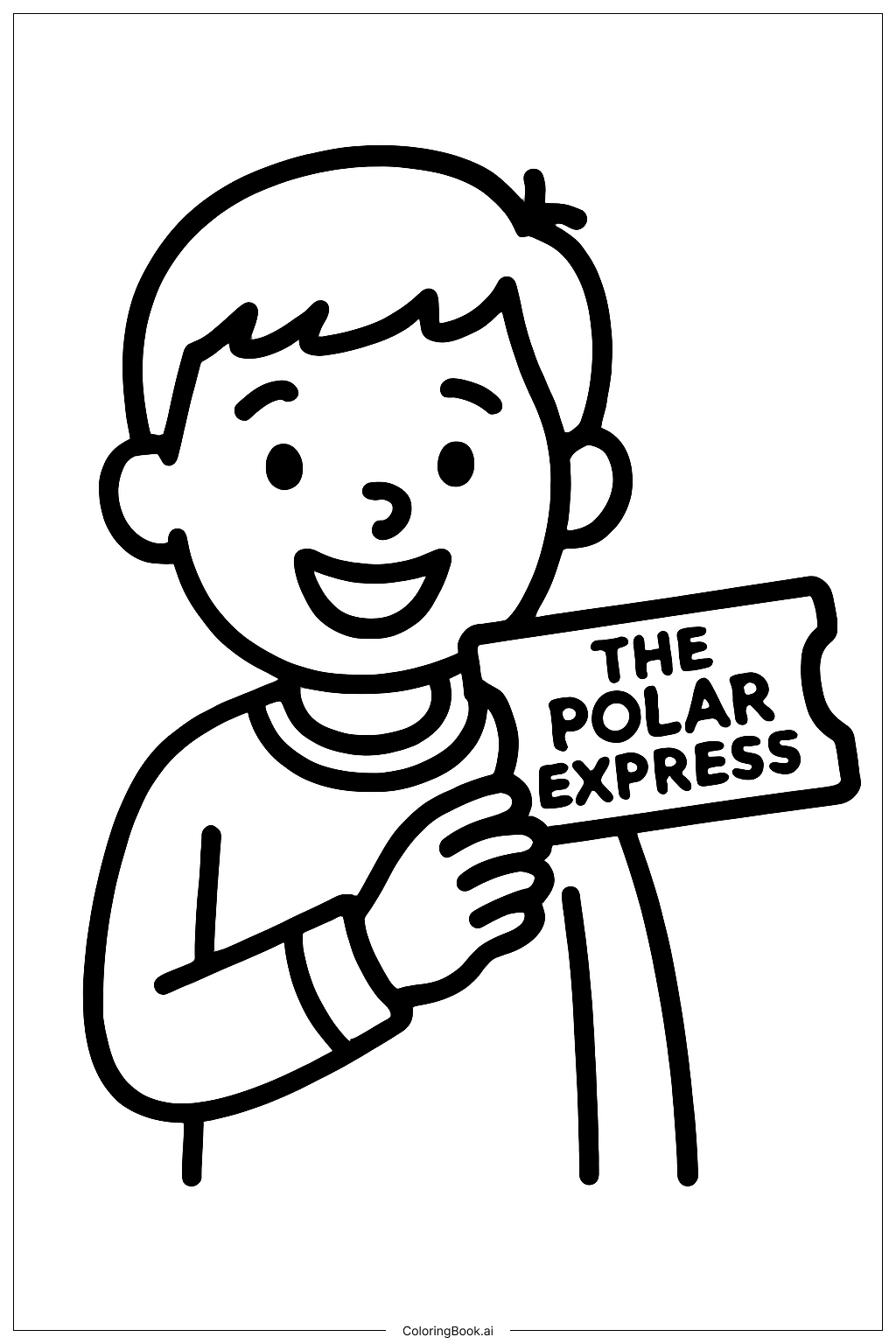 Polar Express Boy With Ticket Coloring Page Free PDF PNG Printable Polar Express Boy With Ticket Coloring Page Free PDF PNG Printable
