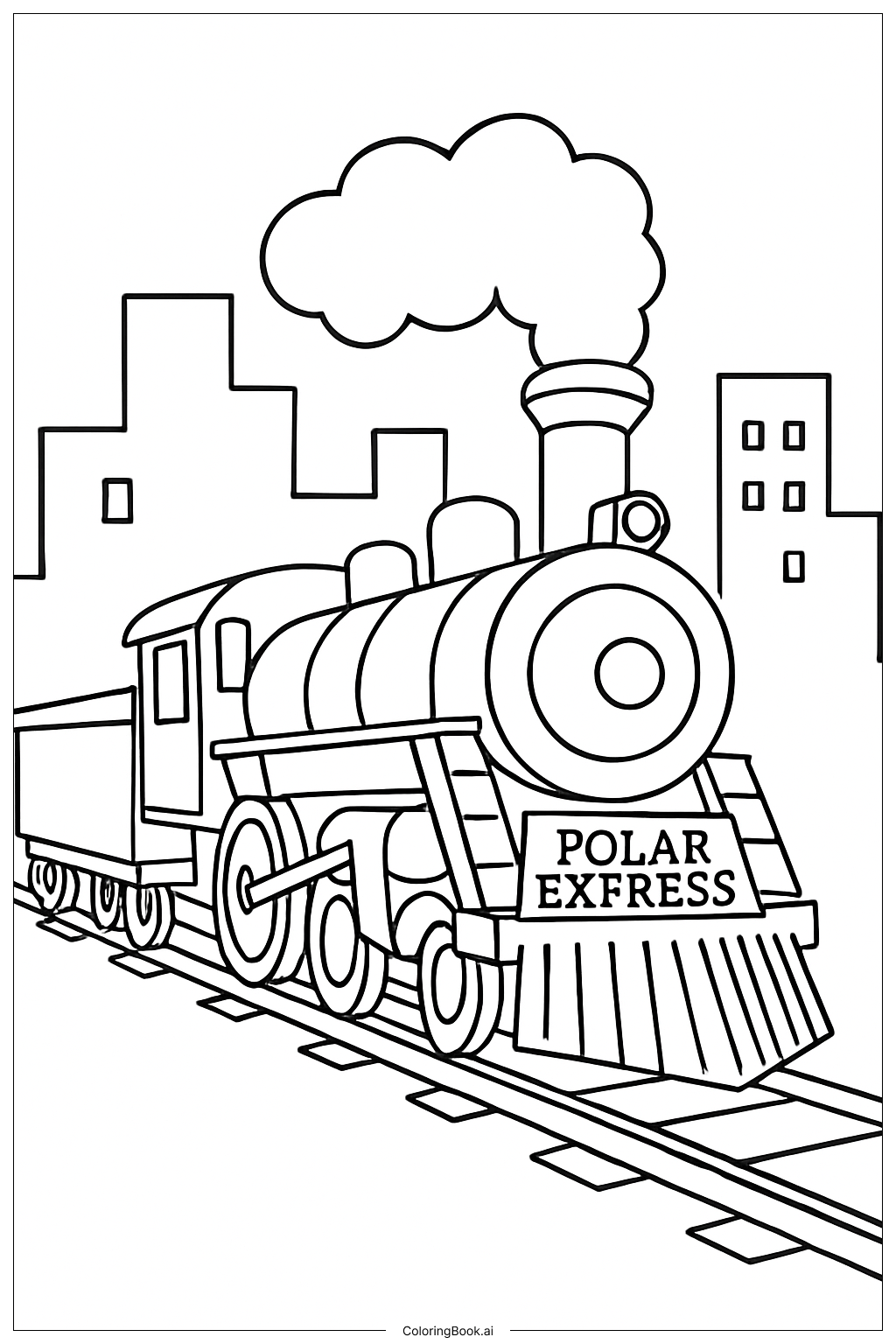  极地快车城市天际线填色页 