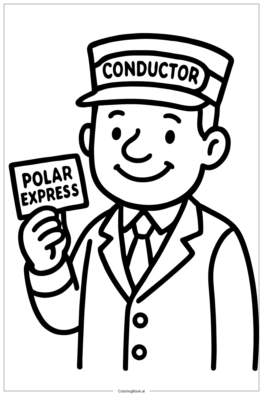  极地特快列车乘务员填色页 