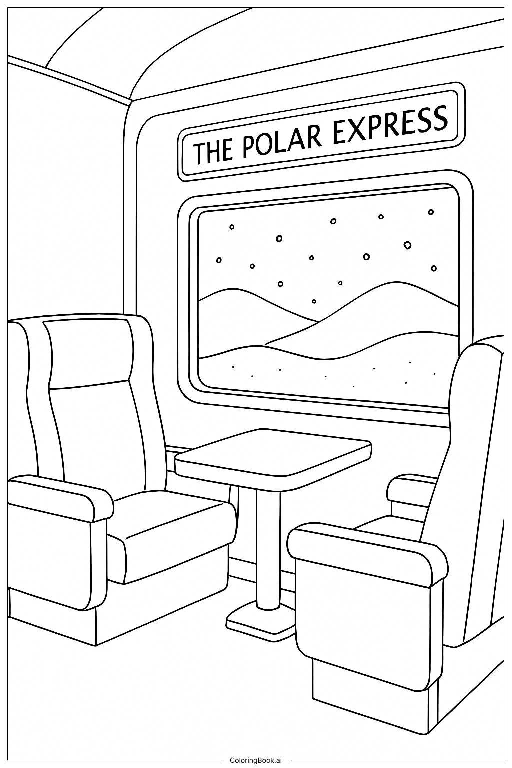  北極特快車溫馨車廂著色頁 