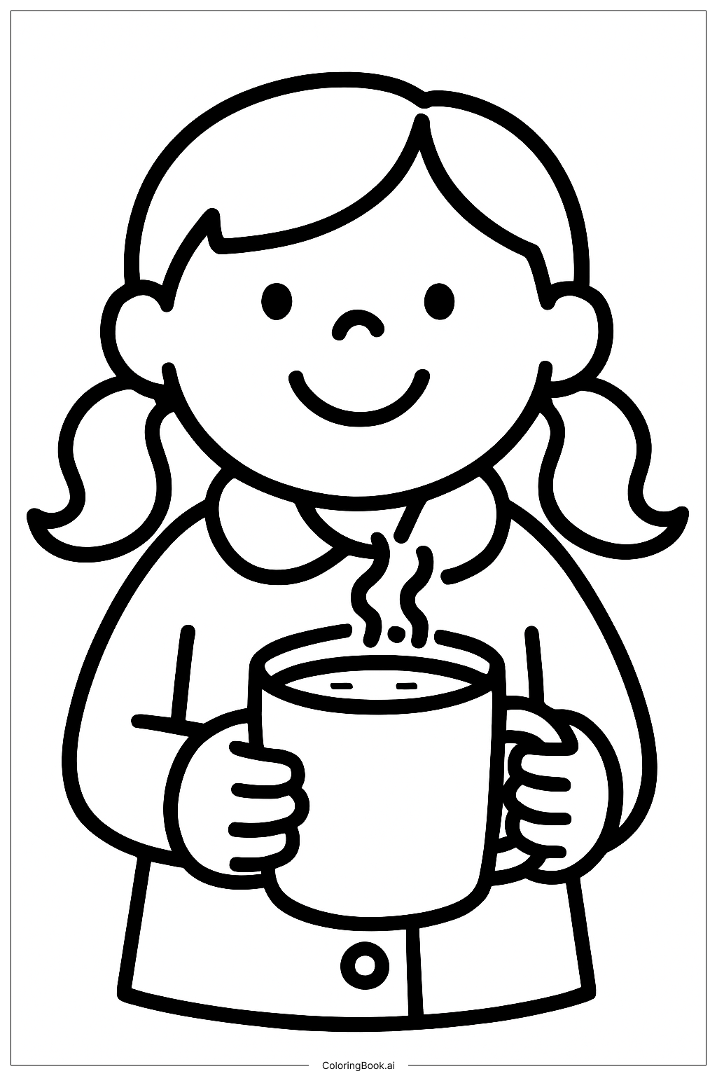  极地特快车抱着可可的女孩填色页 