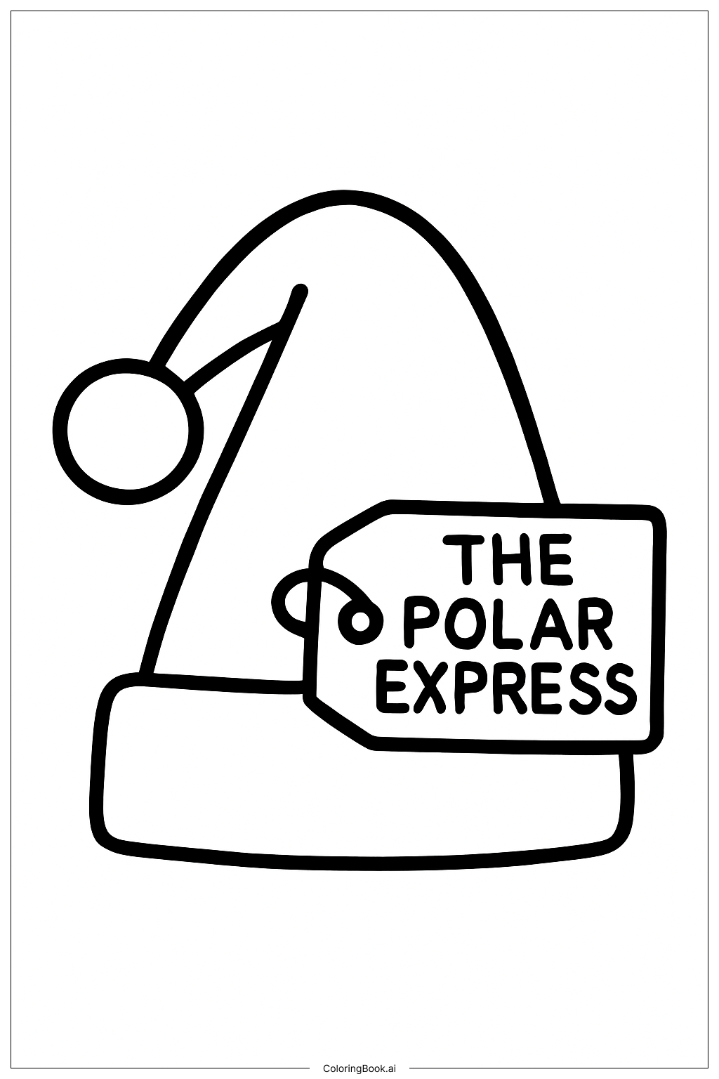  极地特快圣诞帽填色页 