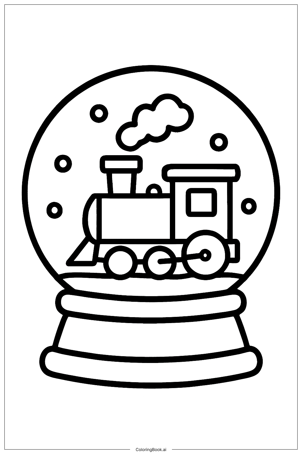  极地特快雪花水晶球玩具填色页 