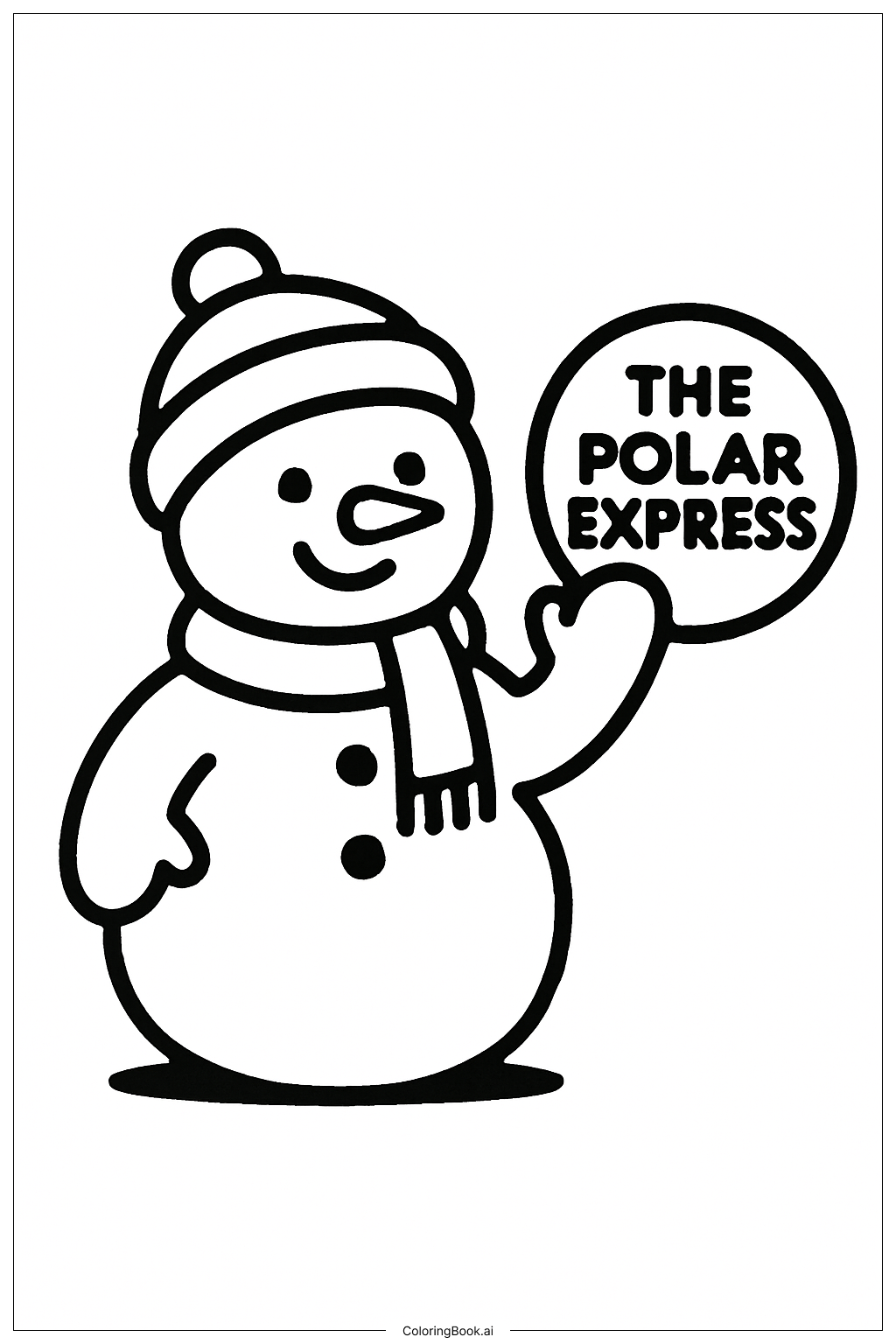  极地特快雪人朋友填色页 