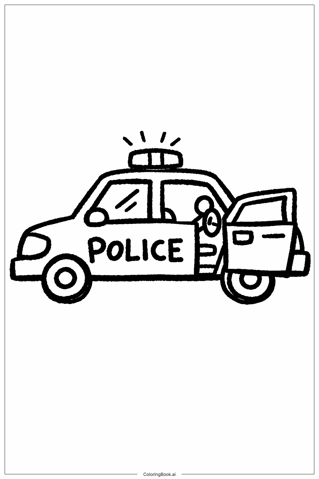  Página para colorear de Coche de Policía con Puerta Abierta 