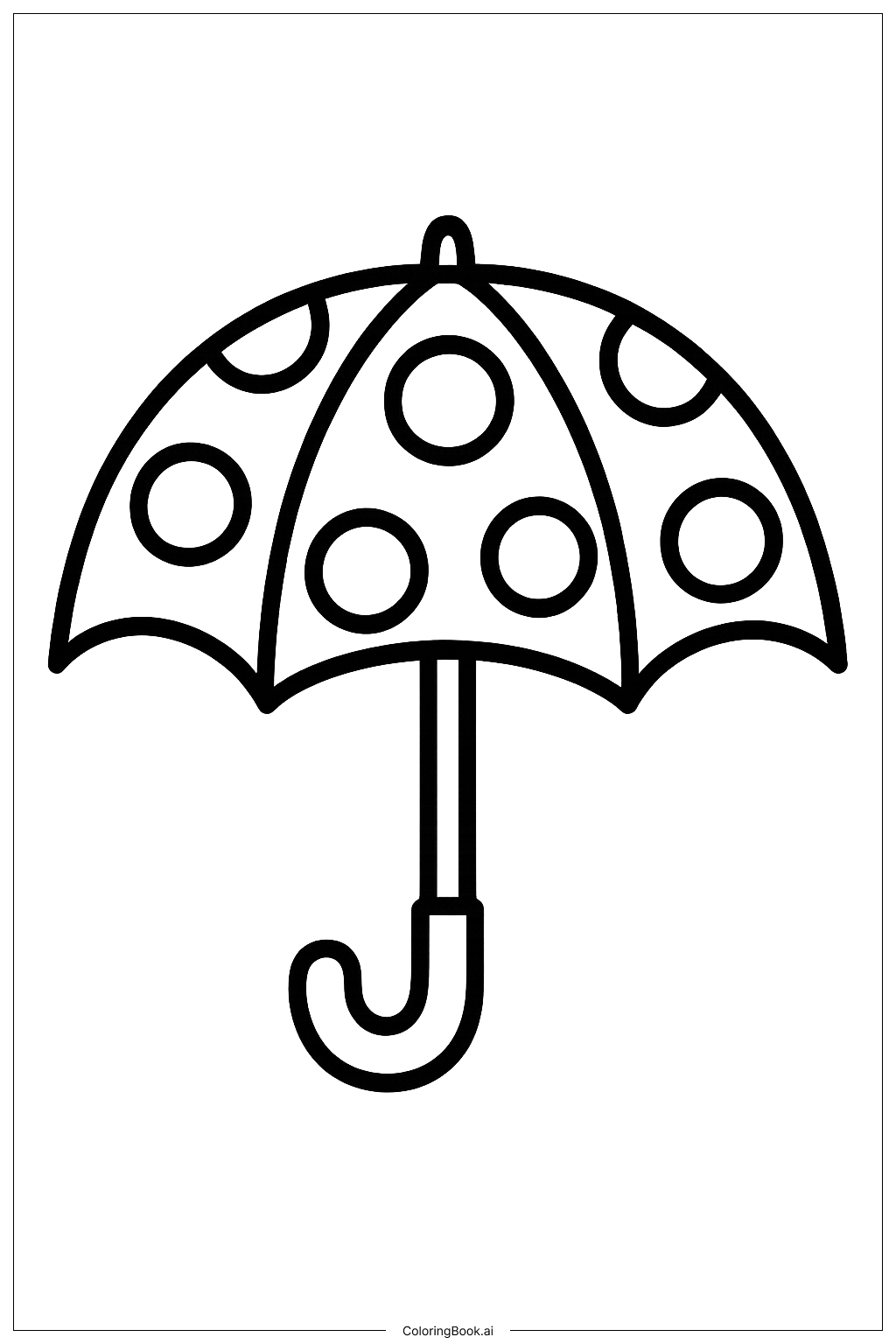  圆点雨伞填色页 