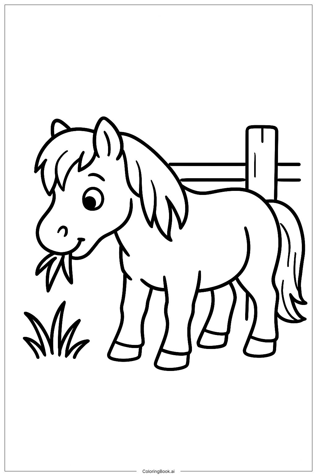 小馬吃草著色頁