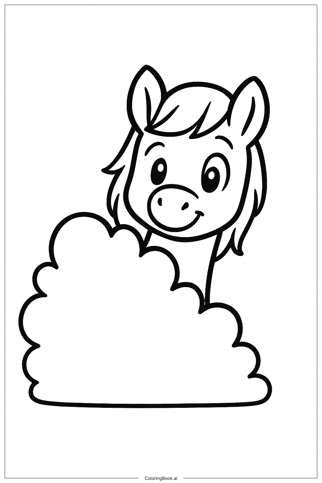  Trang tô màu Ngựa Pony Nhìn Lén Sau Bụi Cây 