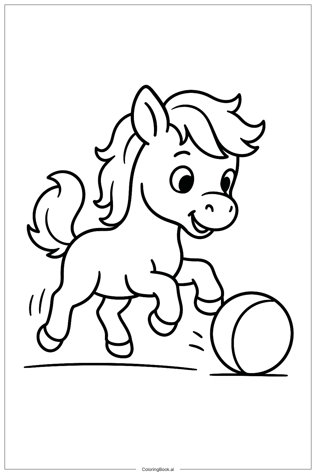  Trang tô màu Ngựa Pony Chơi Với Bóng 