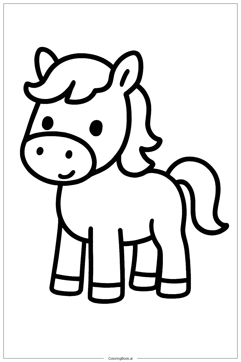  小馬站立姿勢著色頁 