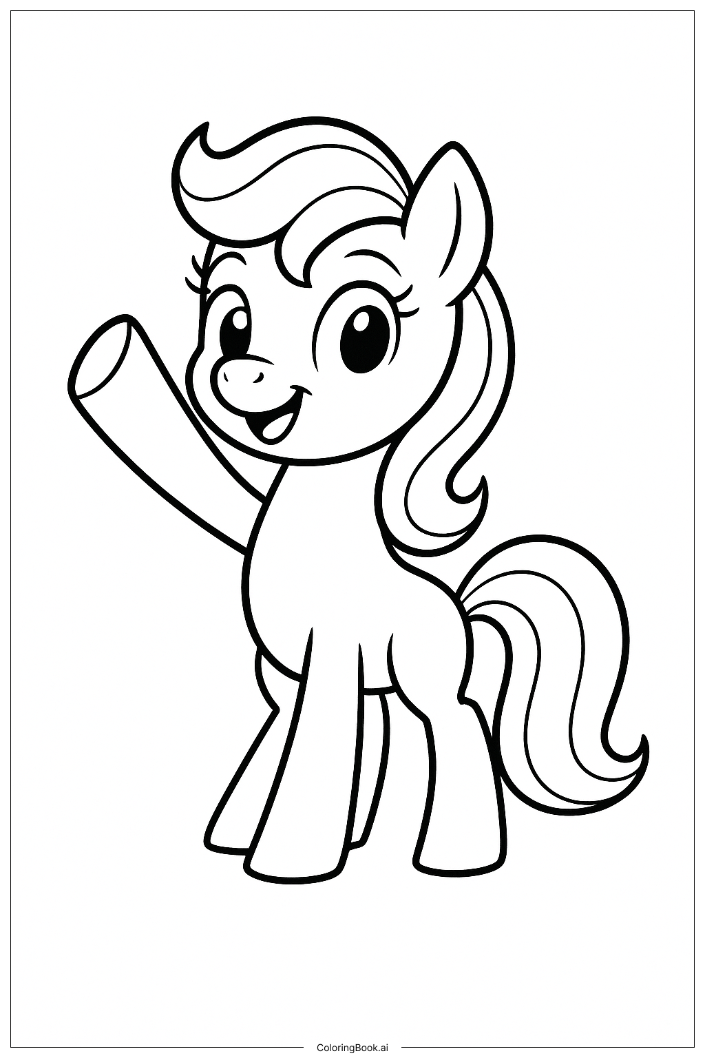  挥蹄的小马填色页 