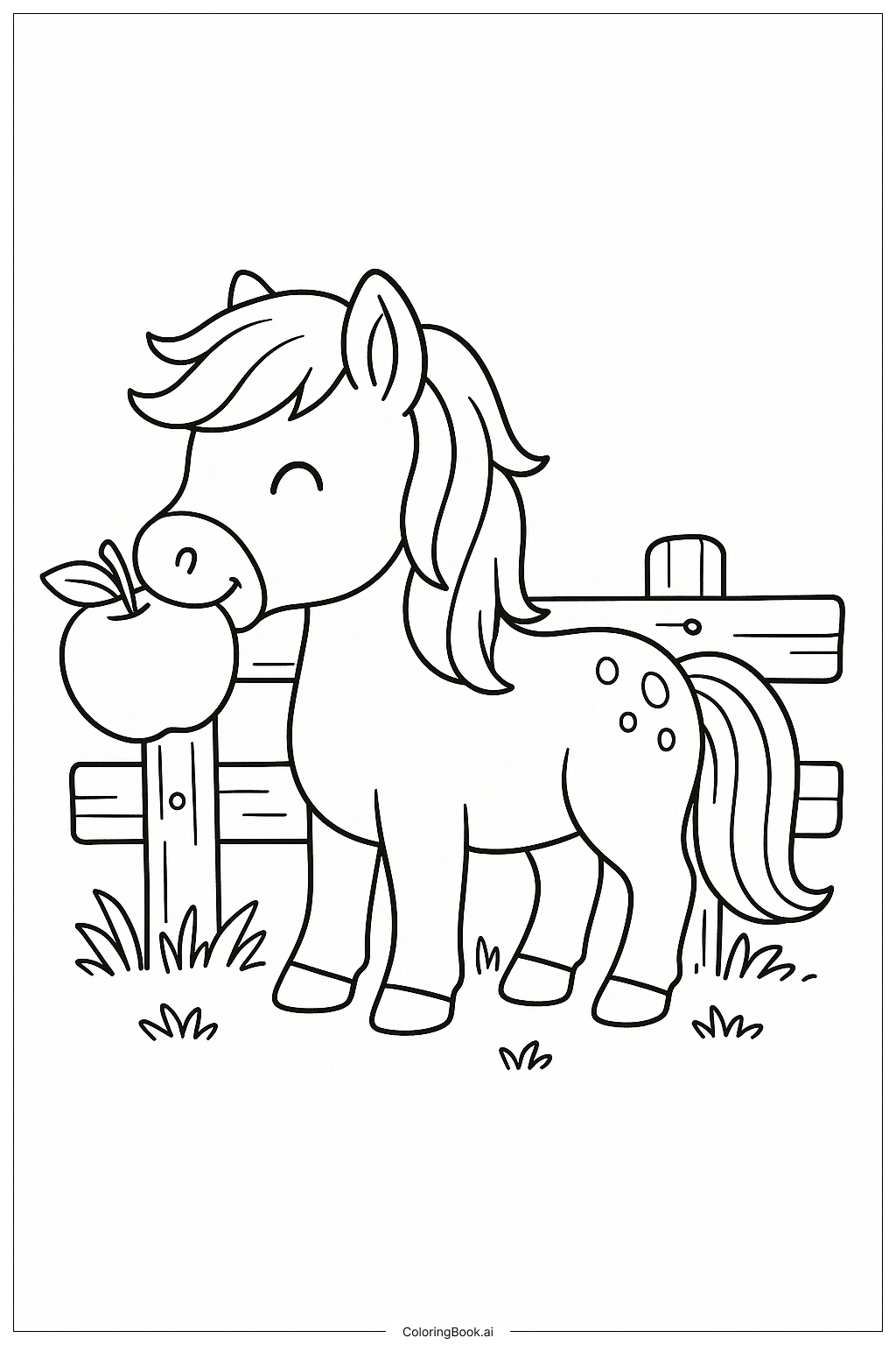  拿苹果的小马填色页 