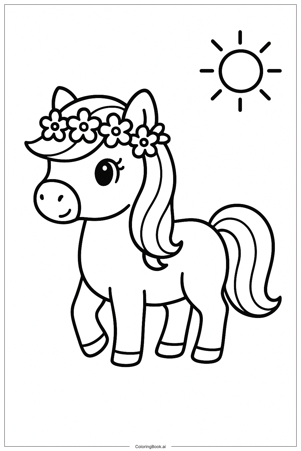  Trang tô màu Ngựa Pony Đội Vòng Hoa 