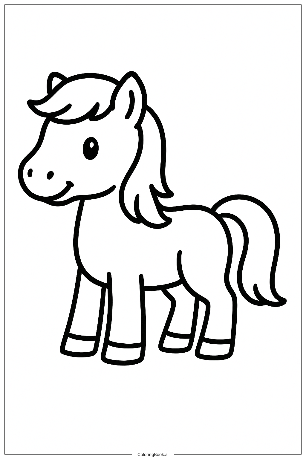  Trang tô màu Ngựa Pony Với Bờm Đơn Giản 