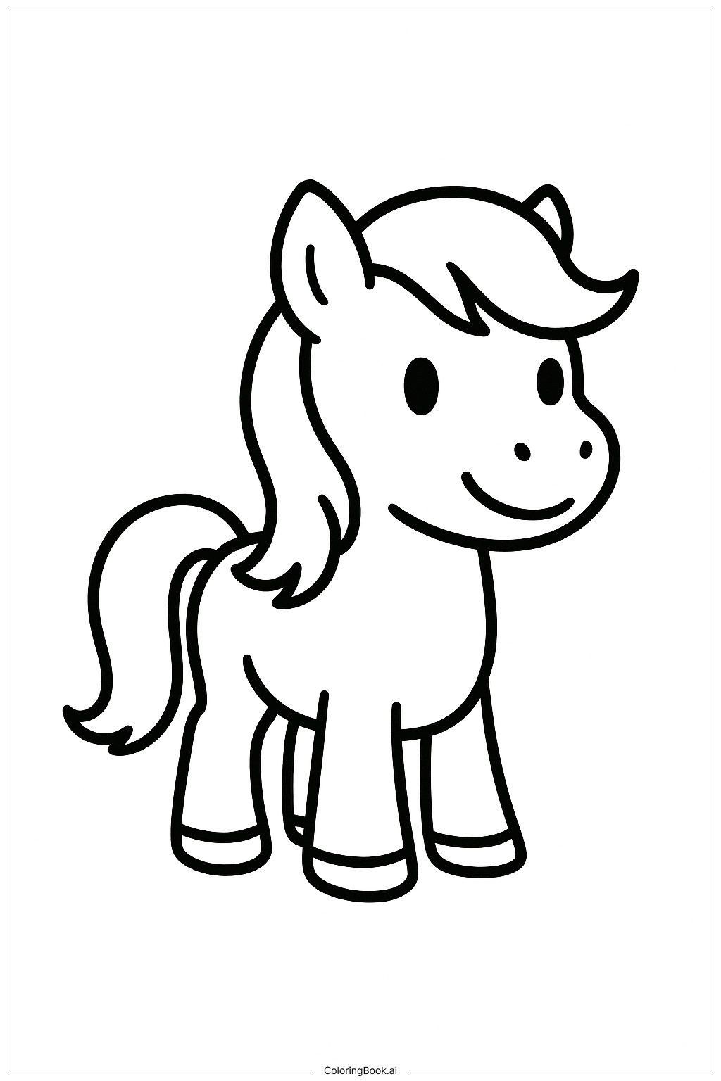  微笑的小马填色页 