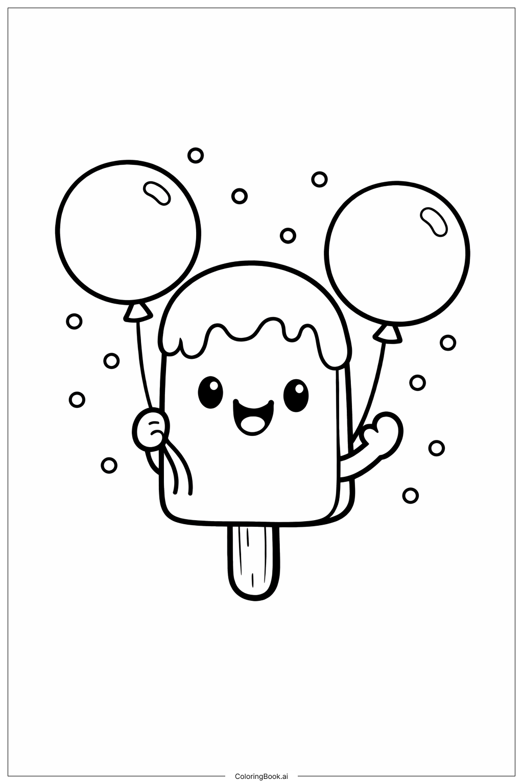  아이스바와 풍선 색칠공부 페이지 