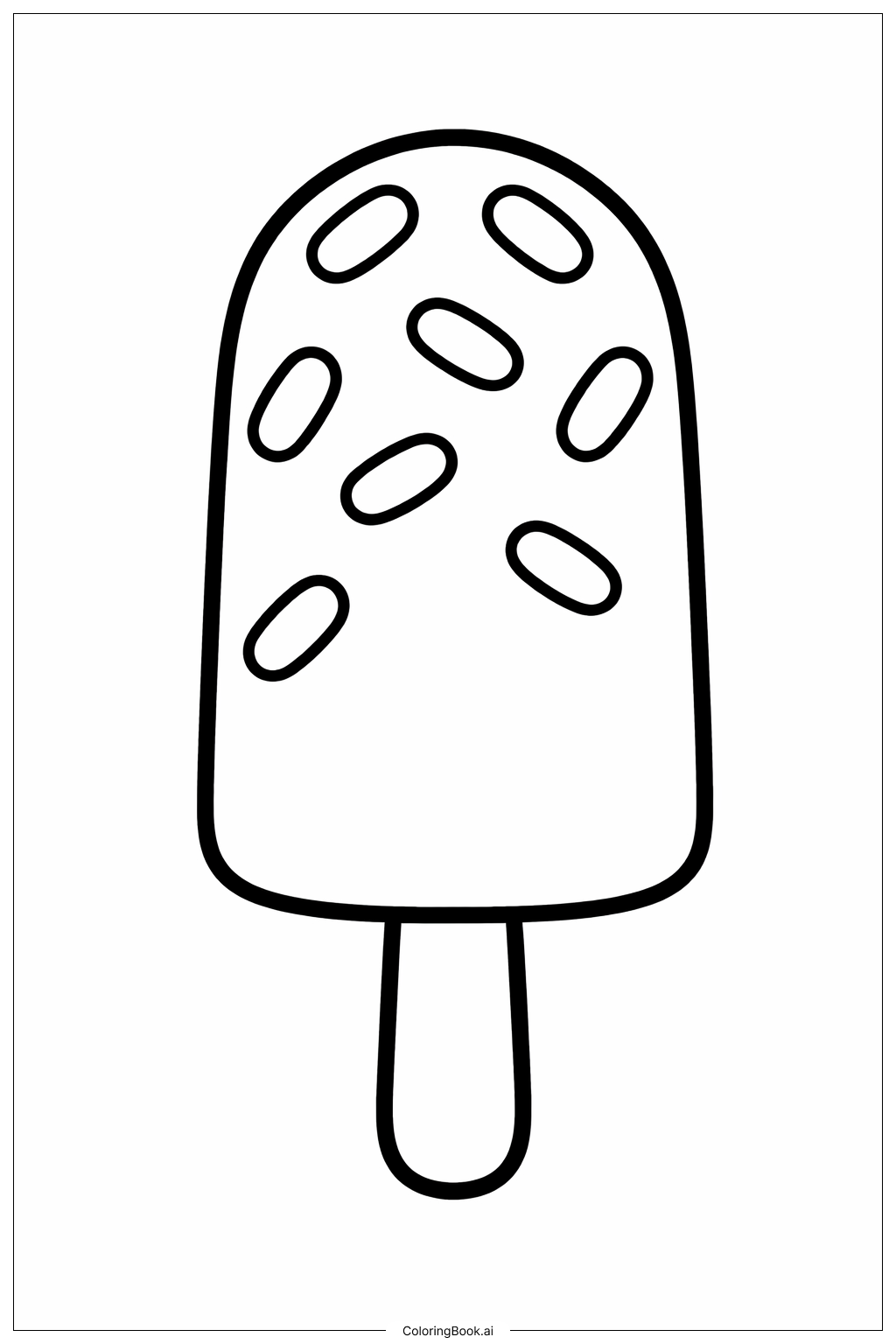  스프링클이 올려진 아이스바 색칠공부 페이지 