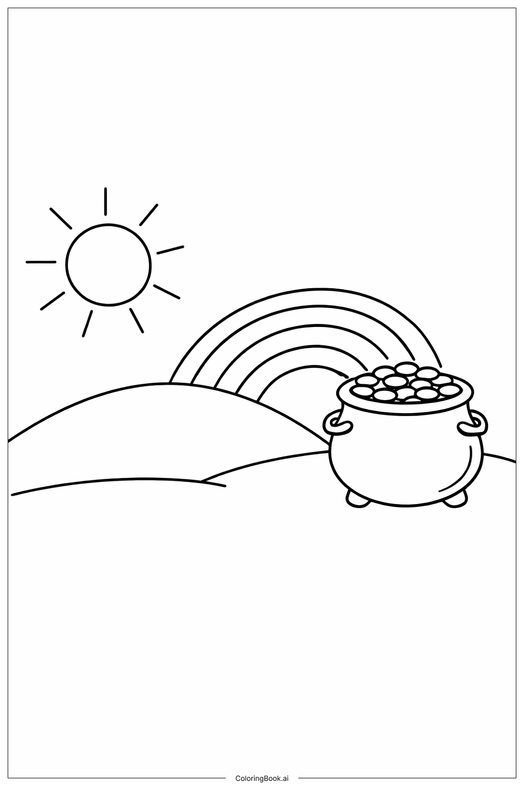  Pot Of Gold At Rainbow End Coloring Page 