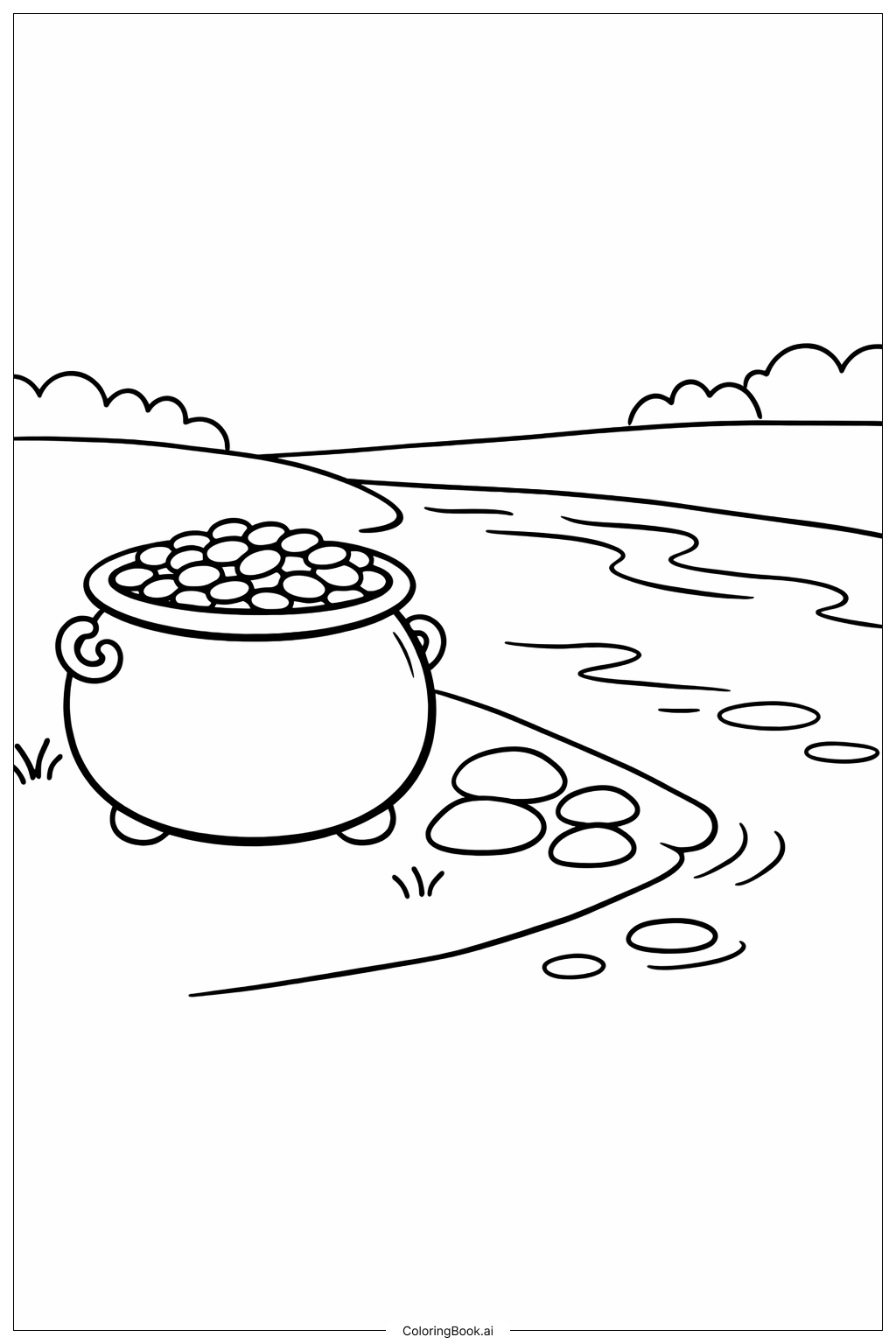  Pot Of Gold By River Coloring Page 