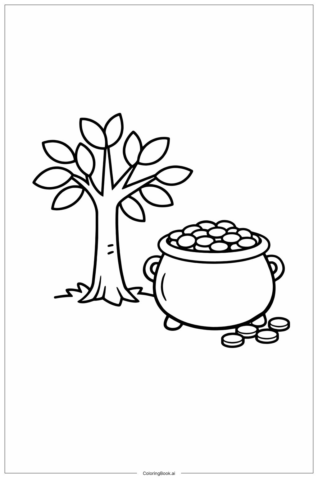  小树下的金罐填色页 
